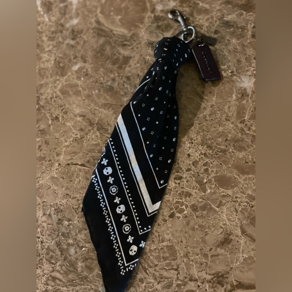 COACH Hard To Find Skull Bandana Print Bag Charm - Picture 3 of 14